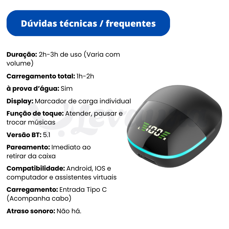 Fone bluetooth - Levaura